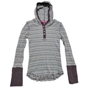 Y2K Epic Threads Striped Henley Hoodie Kids XL Elena Bella Babydoll Length